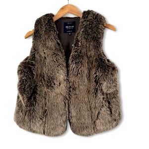 New Madewell Womens Faux Fur Cropped Vest Jacket Sz M Medium